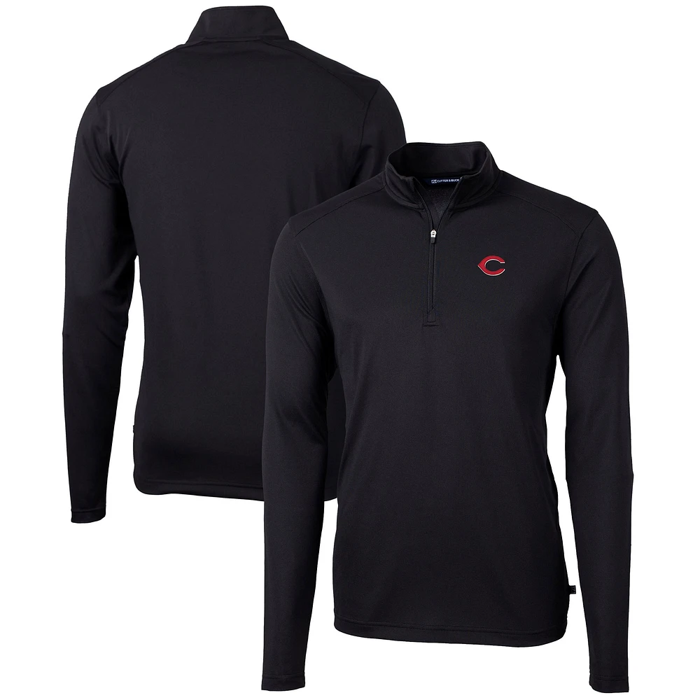 Men's Cutter & Buck Cincinnati Reds Virtue Eco Pique Recycled Quarter-Zip Pullover Top