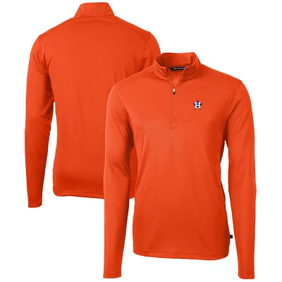 Men's Cutter & Buck  Orange Houston Astros Virtue Eco Pique Recycled Quarter-Zip Pullover Top