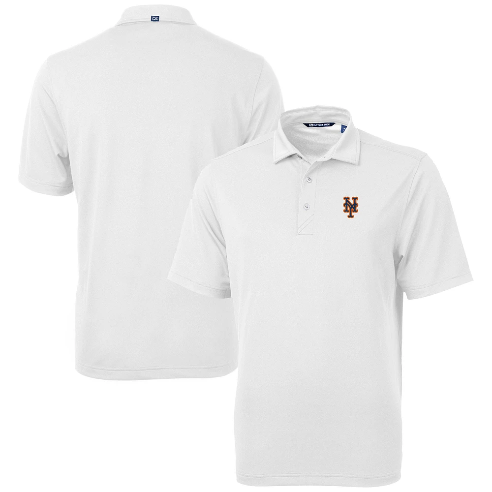 Men's Cutter & Buck White New York Mets Virtue Eco Pique Recycled Polo