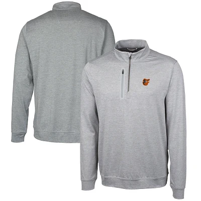 Men's Cutter & Buck Gray Baltimore Orioles Stealth Heathered Quarter-Zip Pullover Top