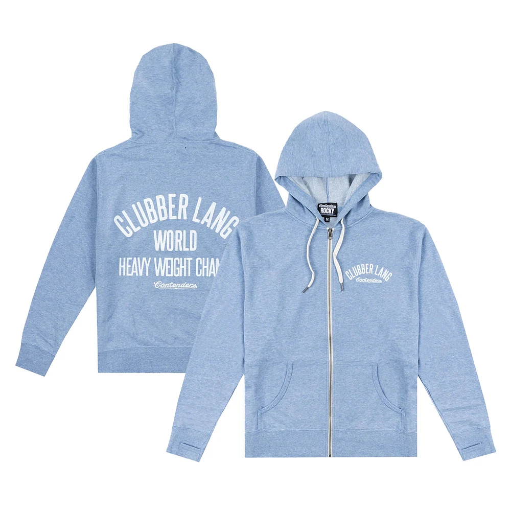 Men's Contenders Clothing Heather Powder Blue Rocky Clubber Lang Robe Full-Zip Hoodie Sweatshirt