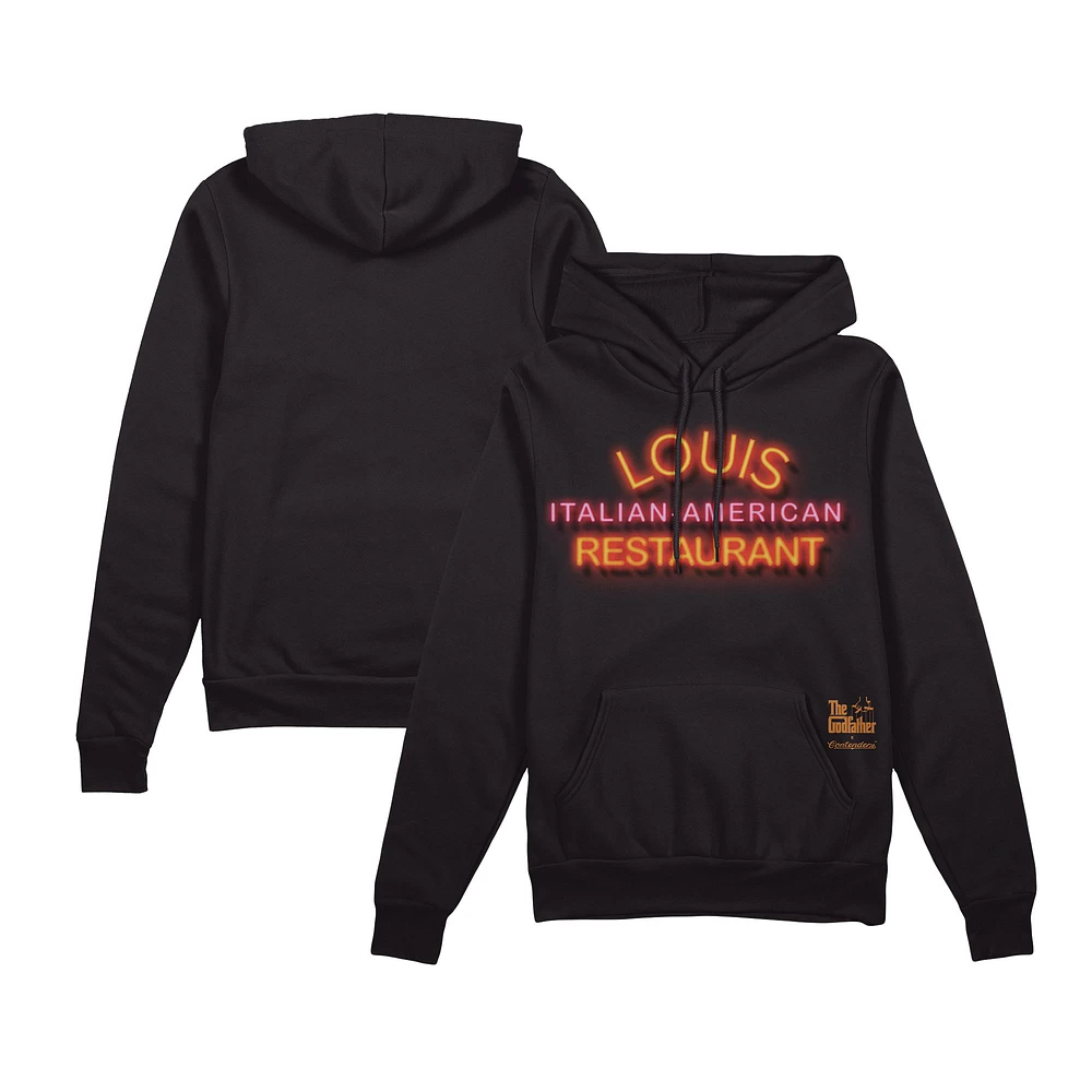 Men's Contenders Clothing Black The Godfather Louis Italian American Restaurant Pullover Hoodie