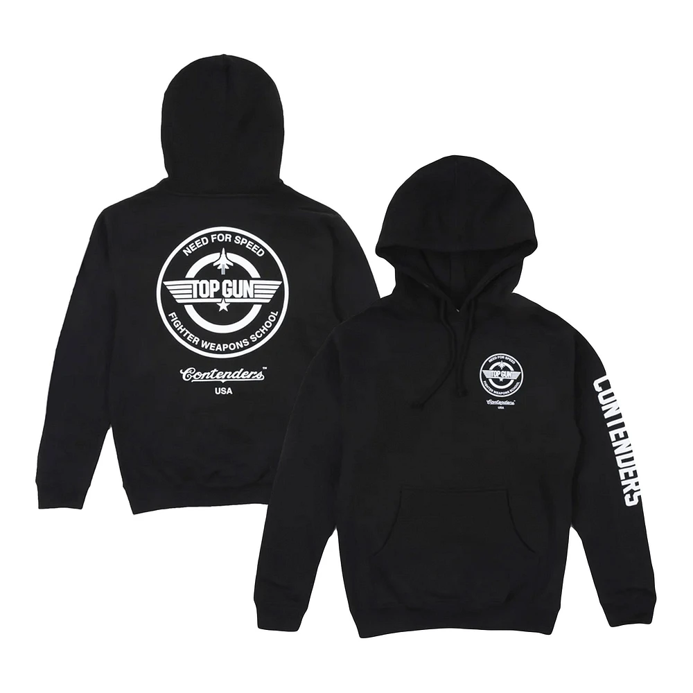 Men's Contenders Clothing Black Top Gun Crest Pullover Hoodie