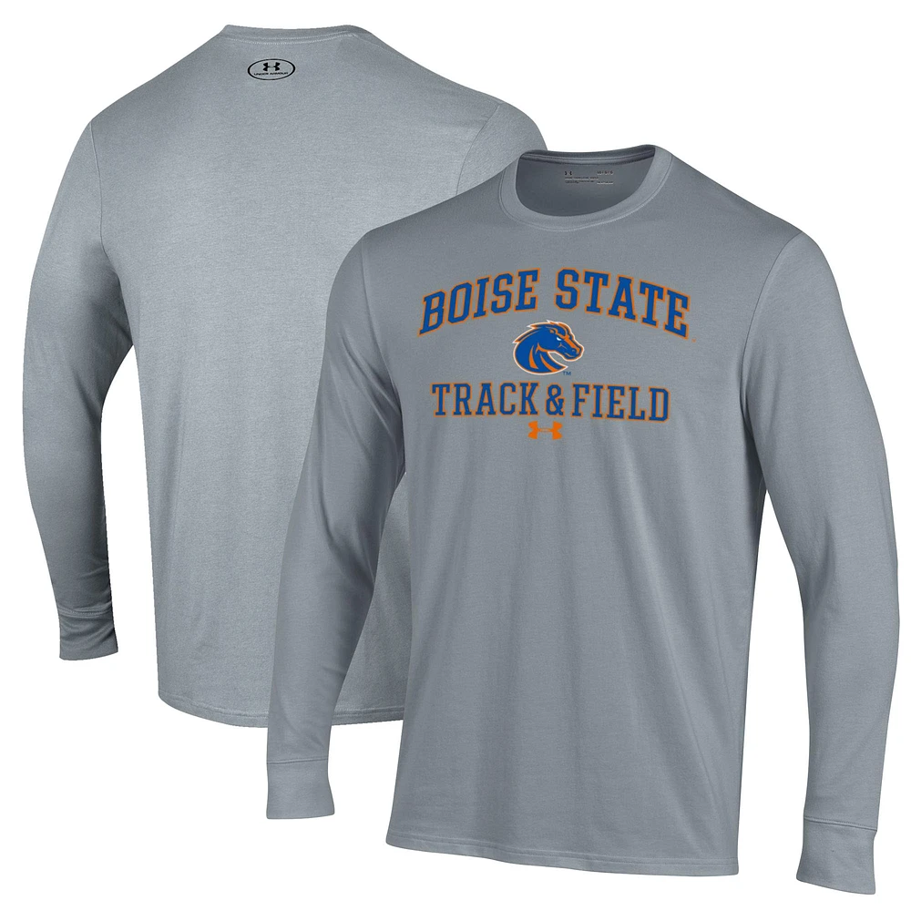 Men's Under Armour Gray Boise State Broncos Track & Field Performance Long Sleeve T-Shirt