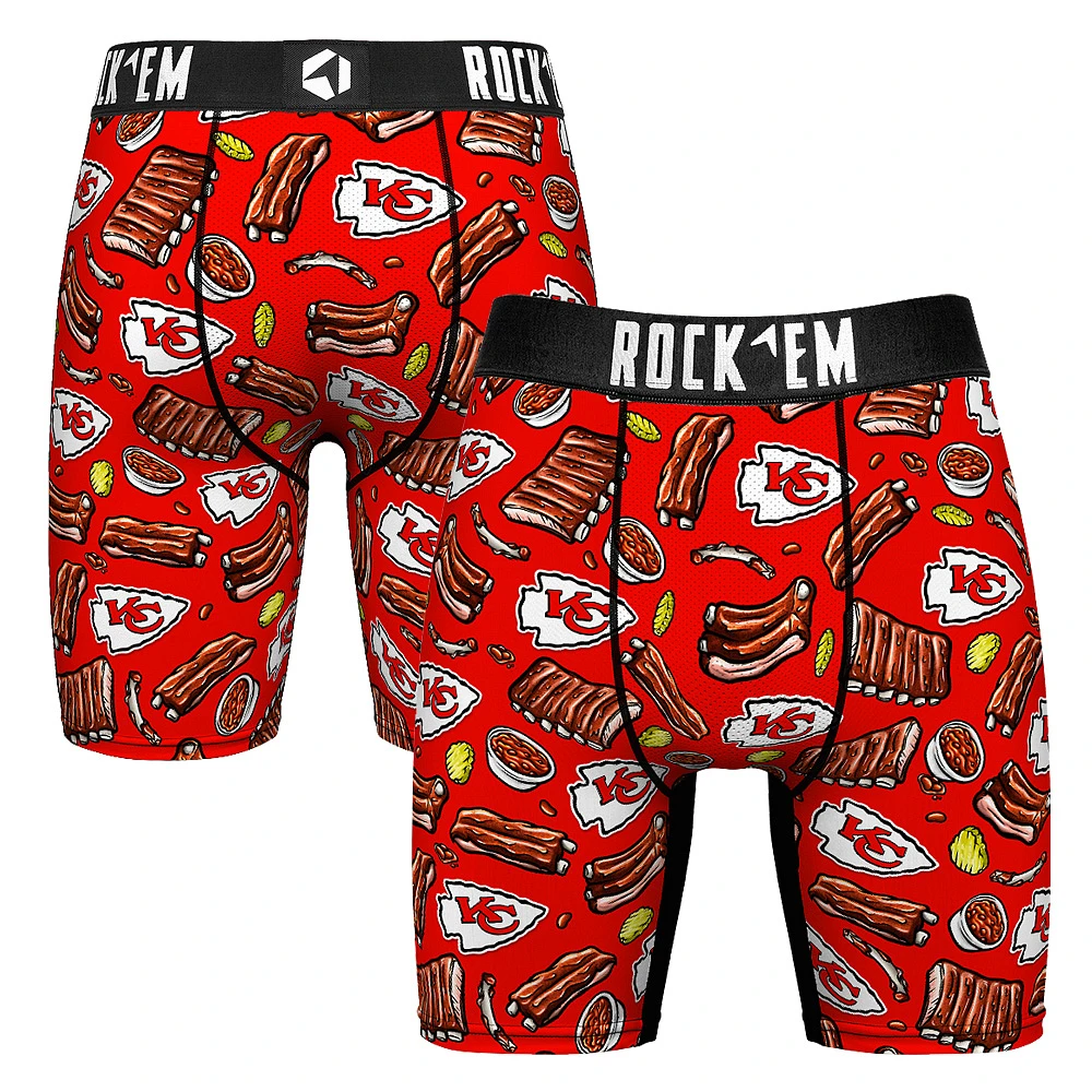 Men's Rock Em Socks Red Kansas City Chiefs BBQ Ribs Boxer Briefs