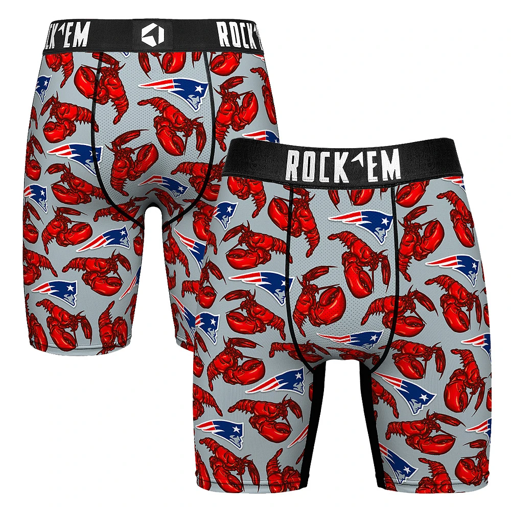 Men's Rock Em Socks Gray New England Patriots Lobster Boxer Briefs