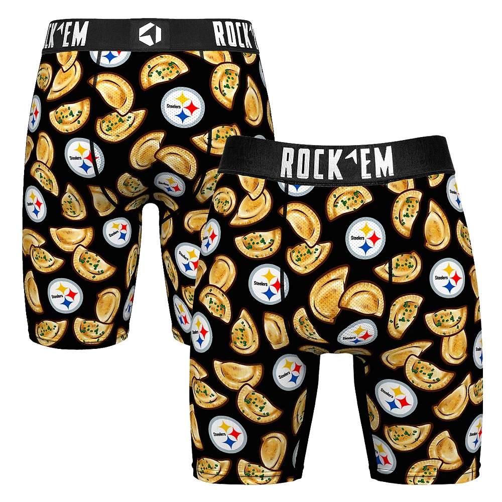 Men's Rock Em Socks Black Pittsburgh Steelers Pierogis Boxer Briefs