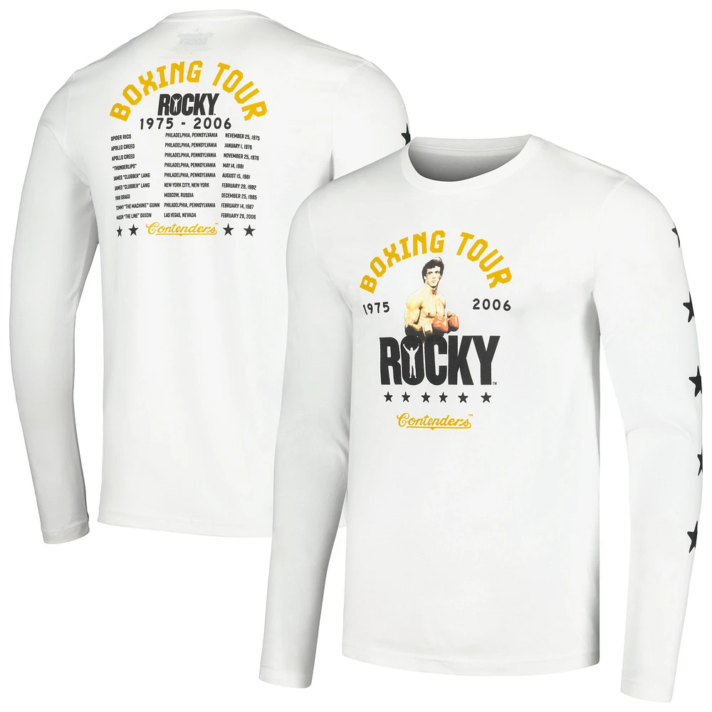 Men's Contenders Clothing White Rocky Boxing Tour Long Sleeve T-Shirt