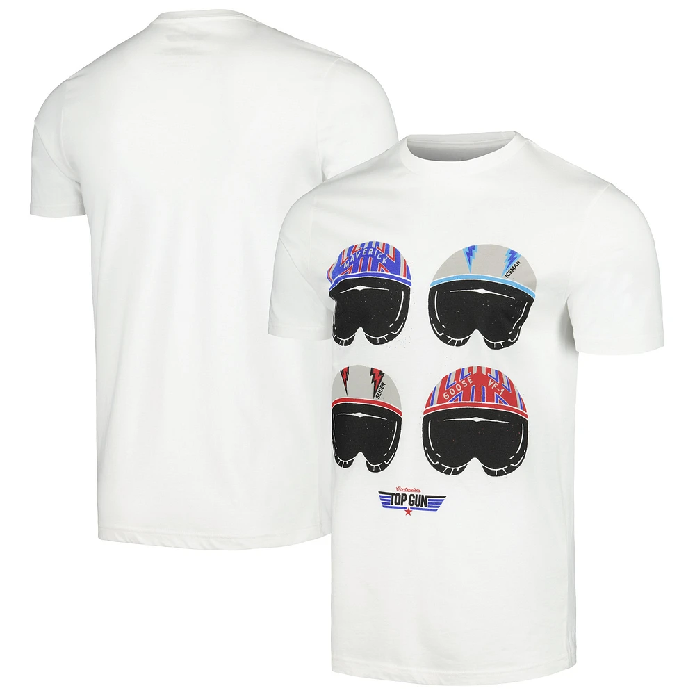 Men's Contenders Clothing White Top Gun Helmets T-Shirt