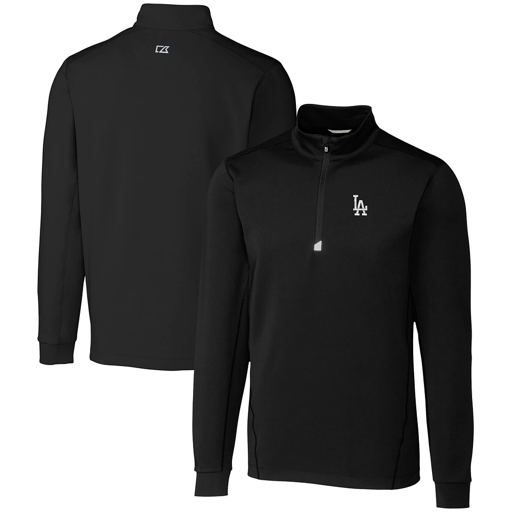 Men's Cutter & Buck Black Los Angeles Dodgers Big Tall Traverse Stretch Quarter-Zip Pullover Top