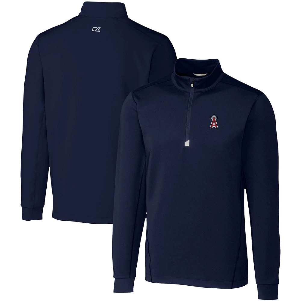 Men's Cutter & Buck Navy Los Angeles Angels Big Tall Traverse Stretch Quarter-Zip Pullover Top