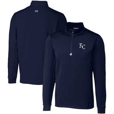 Men's Cutter & Buck Navy Kansas City Royals Big Tall Traverse Stretch Quarter-Zip Pullover Top