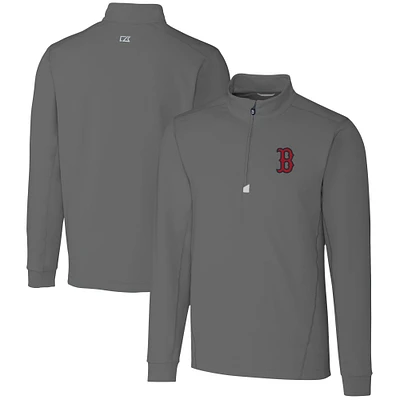 Men's Cutter & Buck Gray Boston Red Sox Big Tall Traverse Stretch Quarter-Zip Pullover Top