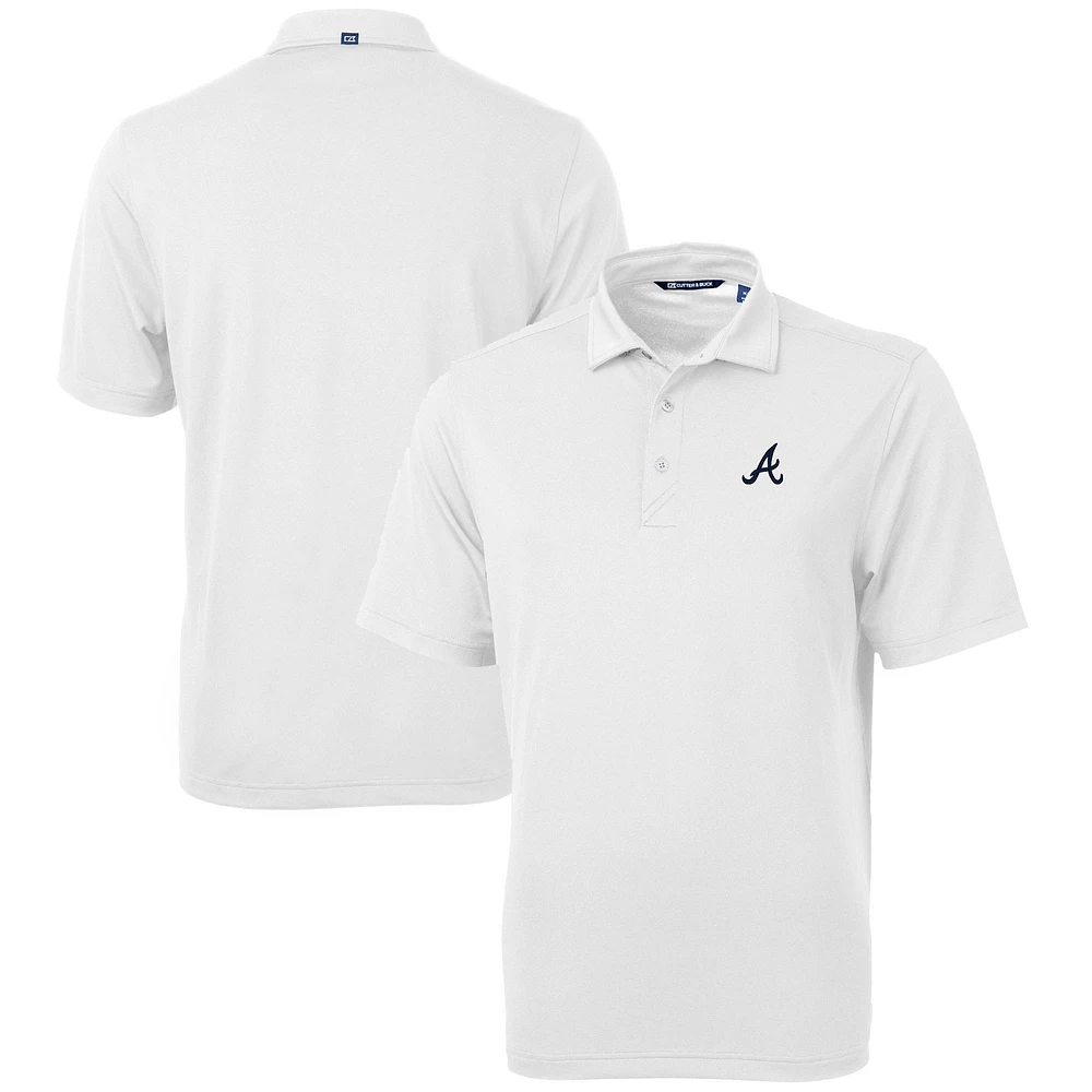 Men's Cutter & Buck White Atlanta Braves Big Tall Virtue Eco Pique Recycled Polo