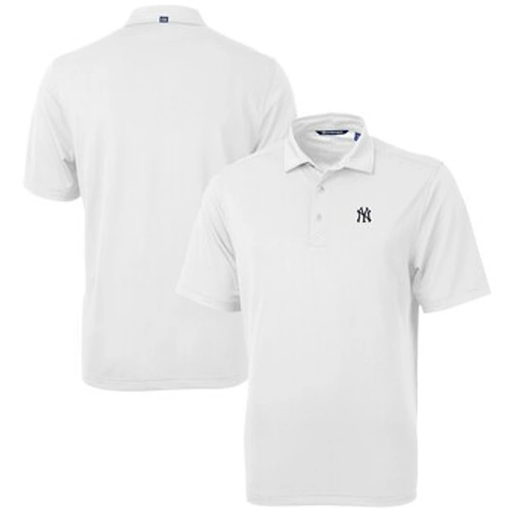 Men's Cutter & Buck White New York Yankees Big Tall Virtue Eco Pique Recycled Polo