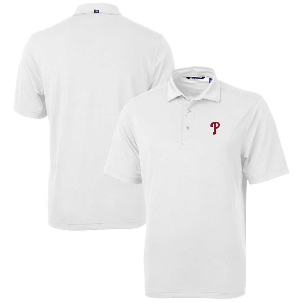 Men's Cutter & Buck White Philadelphia Phillies Big Tall Virtue Eco Pique Recycled Polo