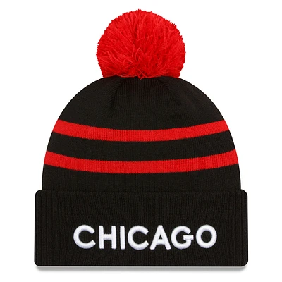 Men's New Era Black Chicago Bulls 2023/24 City Edition Cuffed Pom Knit Hat