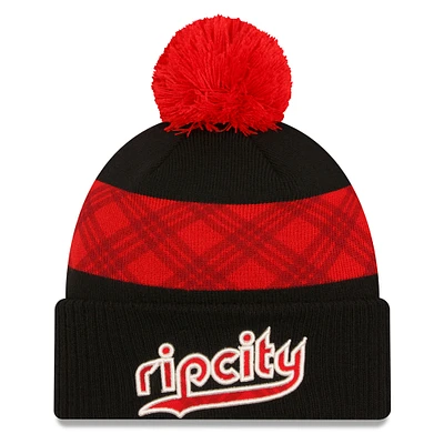 Men's New Era Black Portland Trail Blazers 2023/24 City Edition Cuffed Pom Knit Hat