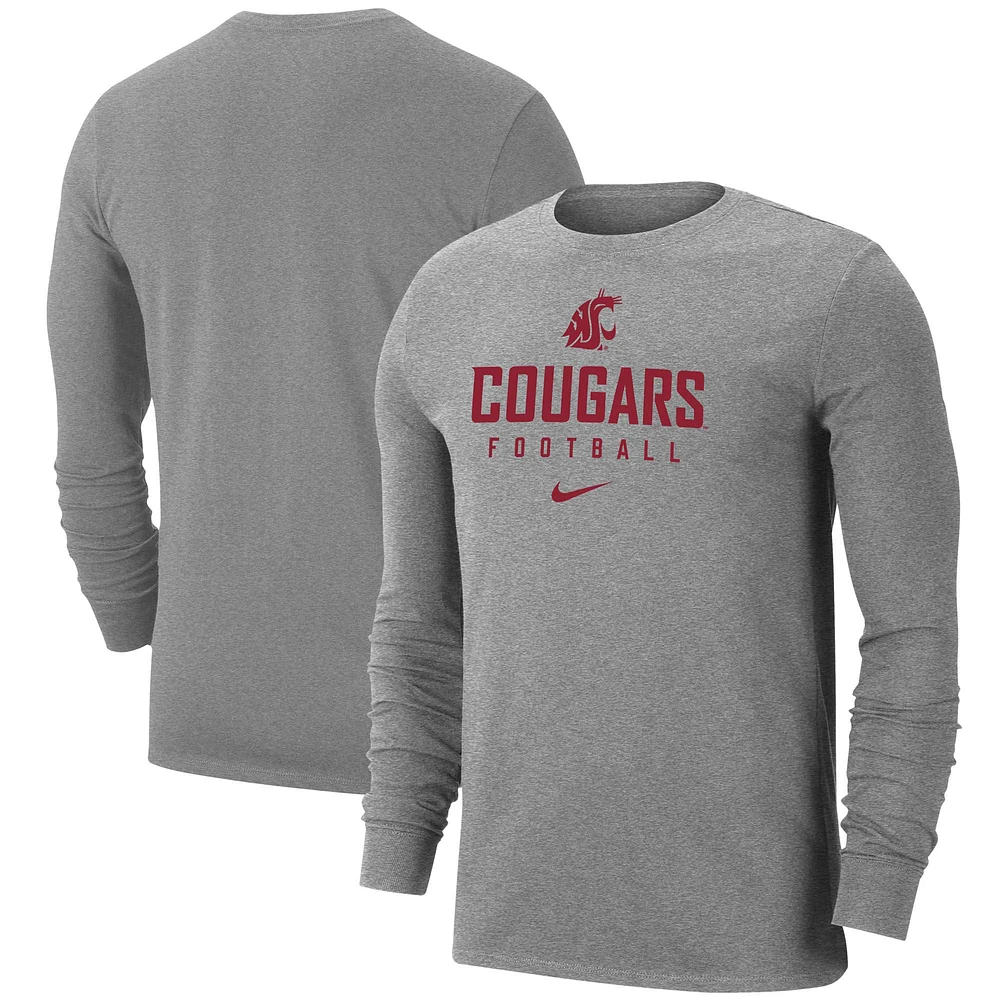 Men's Nike Heather Gray Washington State Cougars Changeover Long Sleeve T-Shirt