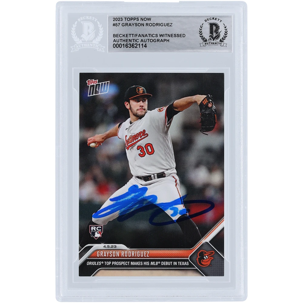 Grayson Rodriguez Baltimore Orioles Autographed 2023 Topps Now Debut #NNO Beckett Fanatics Witnessed Authenticated Rookie Card