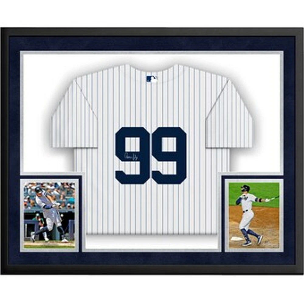 Aaron Judge New York Yankees Autographed SM Deluxe Framed White Nike Authentic Jersey