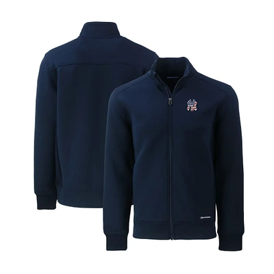Men's Cutter & Buck Navy New York Yankees Stars Stripes Roam Eco Recycled Full-Zip Jacket