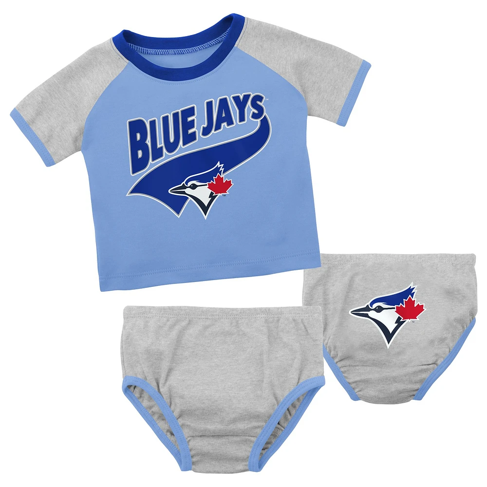 Infant Light Blue/Heather Gray Toronto Blue Jays Little Slugger Two-Pack Bodysuit Set