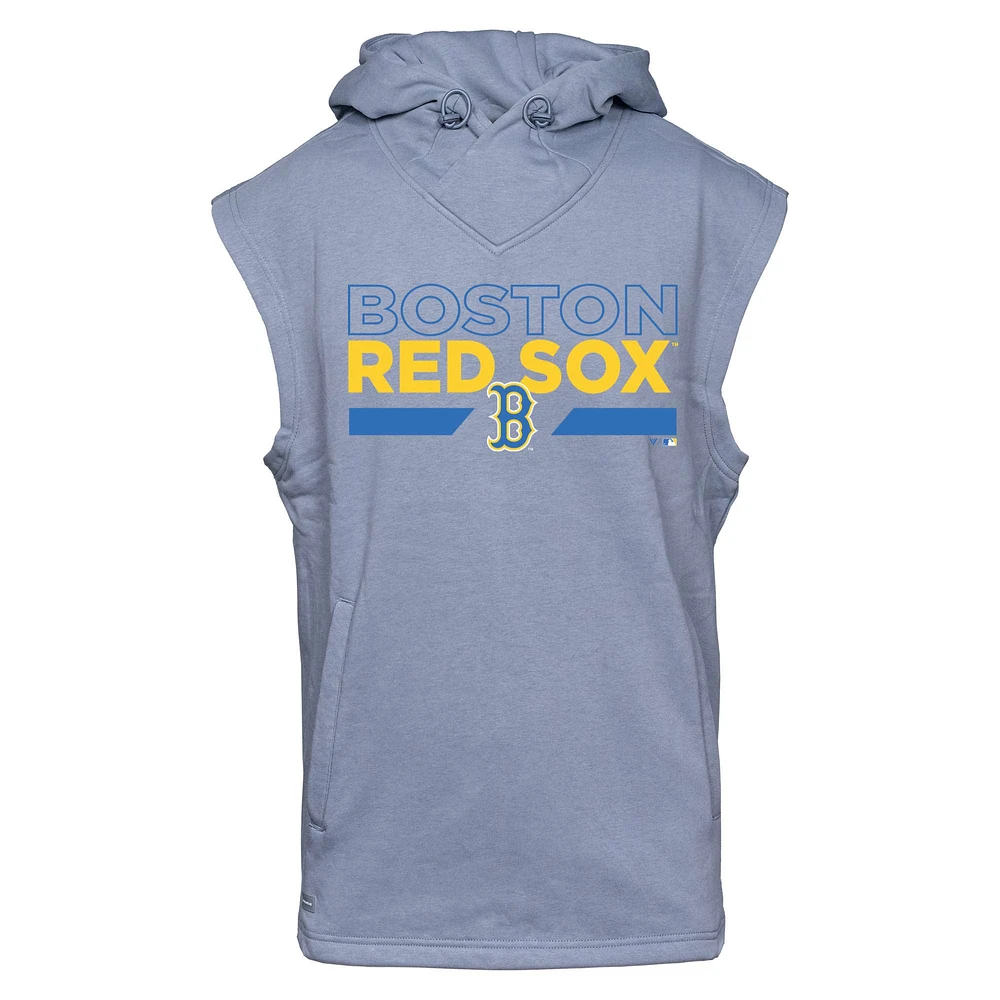Men's Levelwear Gray Boston Red Sox City Connect Throttle No Hitter Hoodie Sleeveless T-Shirt