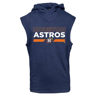 Men's Levelwear Navy Houston Astros City Connect Throttle No Hitter Hoodie Sleeveless T-Shirt