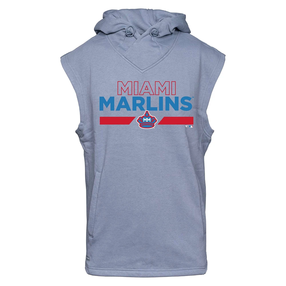 Men's Levelwear Gray Miami Marlins City Connect Throttle No Hitter Hoodie Sleeveless T-Shirt
