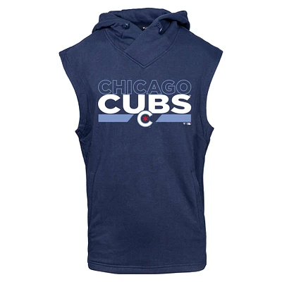 Men's Levelwear Navy Chicago Cubs City Connect Throttle No Hitter Hoodie Sleeveless T-Shirt