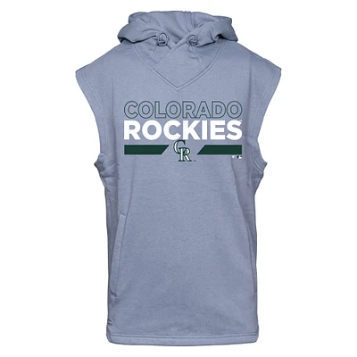 Men's Levelwear Gray Colorado Rockies City Connect Throttle No Hitter Hoodie Sleeveless T-Shirt