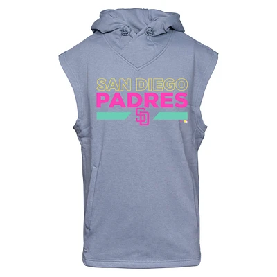 Men's Levelwear Gray San Diego Padres City Connect Throttle No Hitter Hoodie Sleeveless T-Shirt