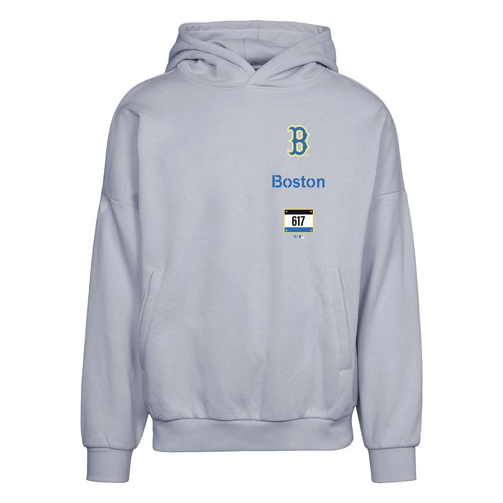 Men's Levelwear Gray Boston Red Sox City Connect Contact Baseline Pullover Hoodie