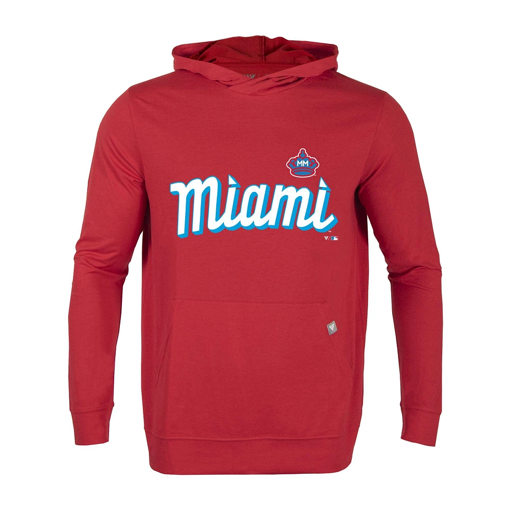 Men's Levelwear Red Miami Marlins City Connect Relay Core Logo Pullover Hoodie