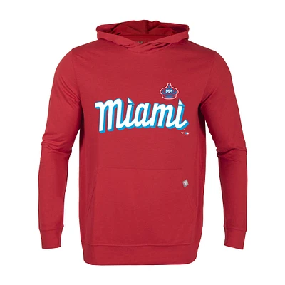 Men's Levelwear Red Miami Marlins City Connect Relay Core Logo Pullover Hoodie