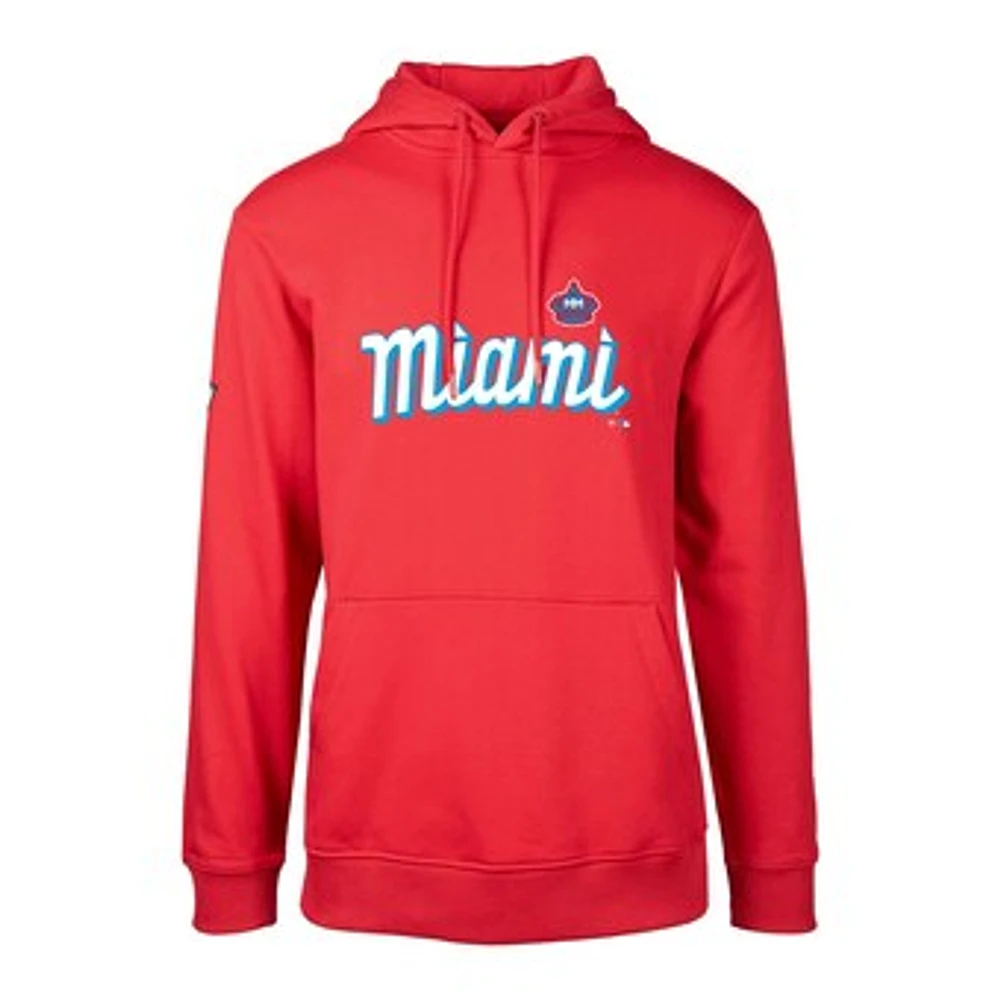 Men's Levelwear Red Miami Marlins City Connect Podium Core Logo Pullover Hoodie