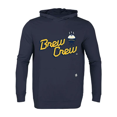 Men's Levelwear Navy Milwaukee Brewers City Connect Relay Core Logo Pullover Hoodie