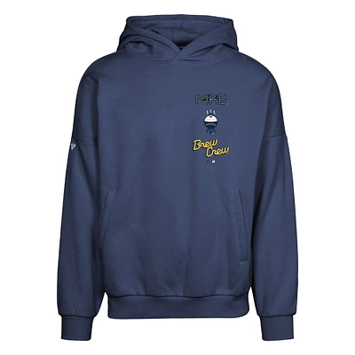 Men's Levelwear Navy Milwaukee Brewers City Connect Contact Baseline Pullover Hoodie