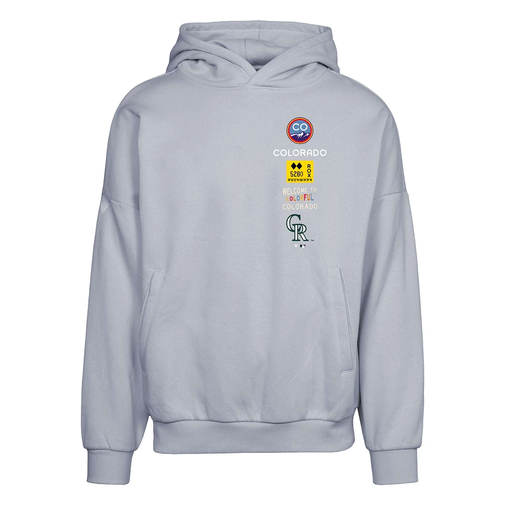 Men's Levelwear Gray Colorado Rockies City Connect Contact Baseline Pullover Hoodie