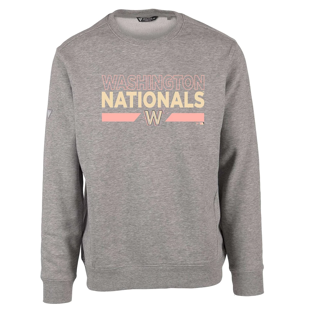 Men's Levelwear Heather Gray Washington Nationals City Connect Zane No Hitter Pullover Sweatshirt