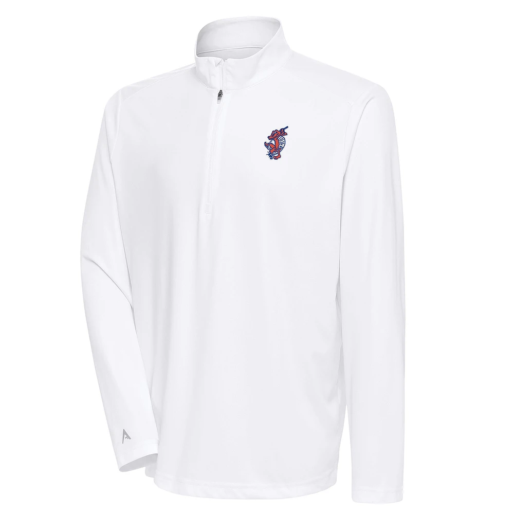 Men's Antigua White Florida Gators Swinging Gator Tribute Quarter-Zip Pullover Top