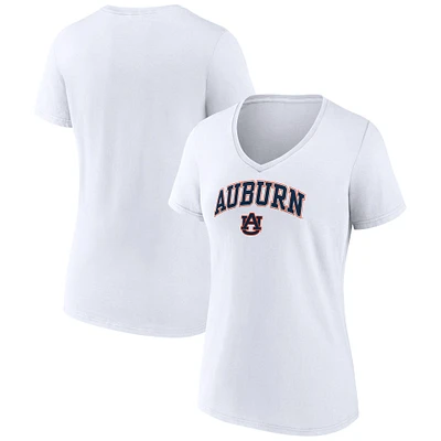 Women's Fanatics White Auburn Tigers Campus V-Neck T-Shirt