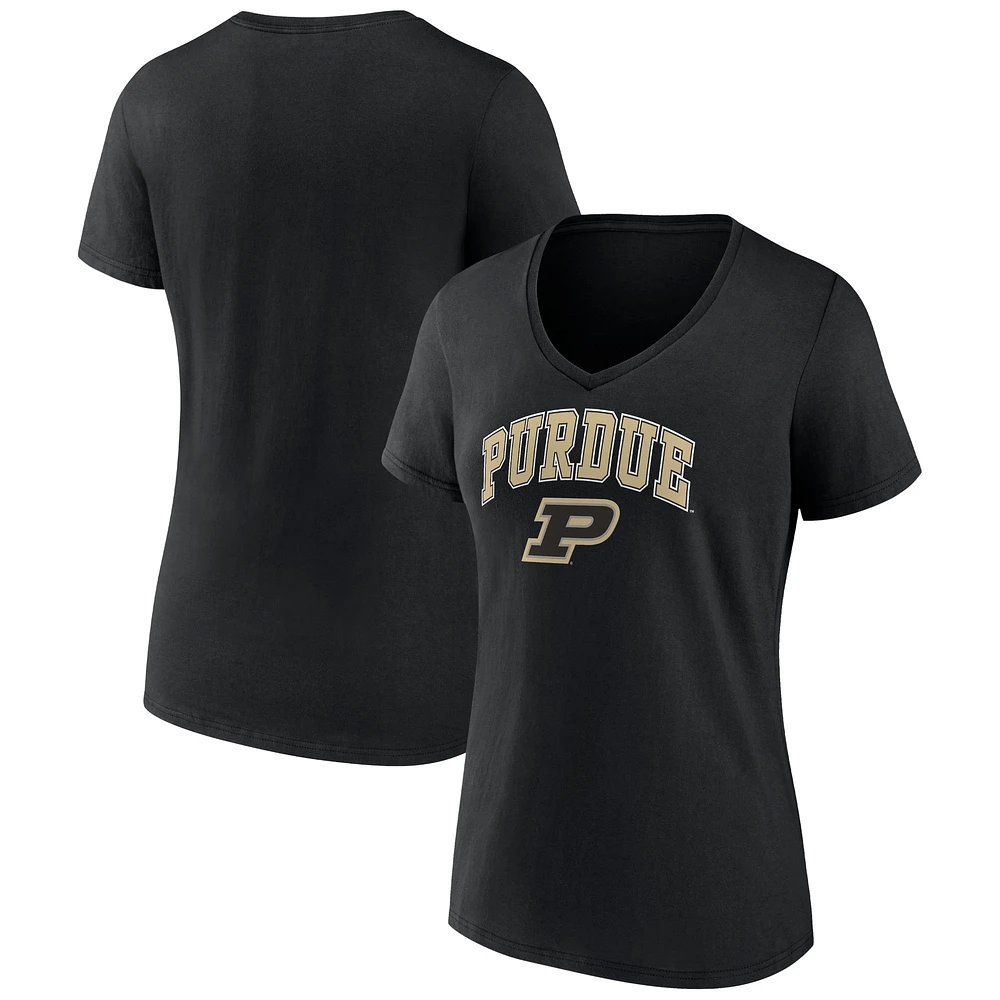 Women's Fanatics Black Purdue Boilermakers Campus V-Neck T-Shirt