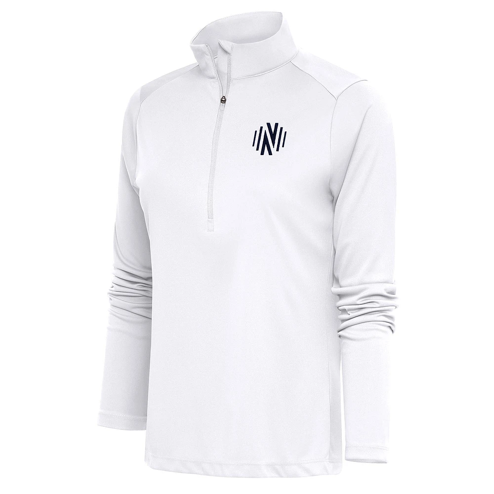 Women's Antigua White Nashville SC Tribute Half-Zip Pullover Top