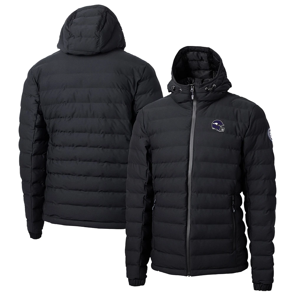 Men's Cutter & Buck Black Minnesota Vikings Helmet Mission Ridge Repreve Eco Insulated Puffer Full-Zip Jacket