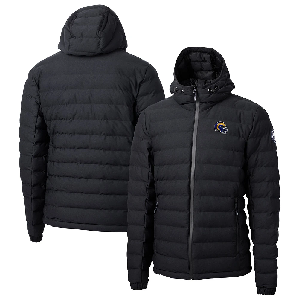 Men's Cutter & Buck Black Los Angeles Rams Helmet Mission Ridge Repreve Eco Insulated Puffer Full-Zip Jacket