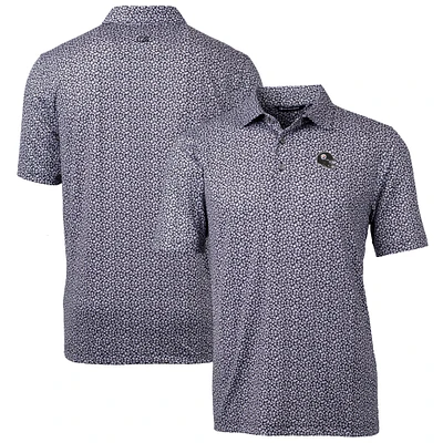 Men's Cutter & Buck Black Pittsburgh Steelers Pike Magnolia Print Stretch Polo
