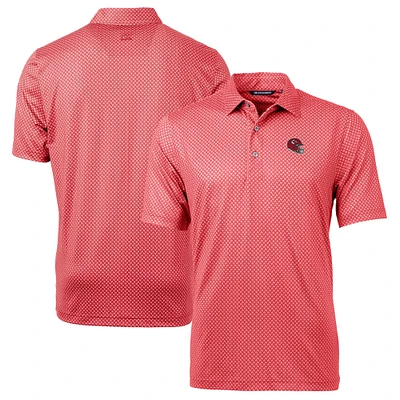 Men's Cutter & Buck Red Kansas City Chiefs Helmet Pike Banner Print Stretch Polo