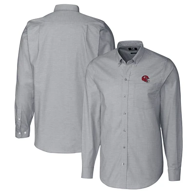 Men's Cutter & Buck Charcoal Kansas City Chiefs Helmet Stretch Oxford Long Sleeve Button-Down Shirt